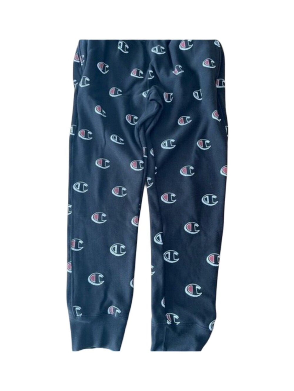 Champion Black Sweatpants with White and Red Logo Print